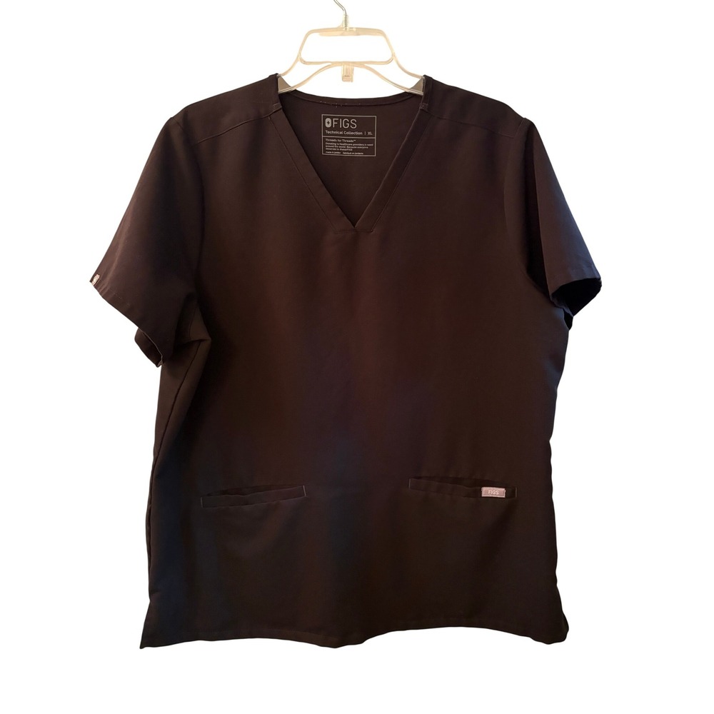 FIGS Casma‎ Scrub Top Black V-Neck Technical Collection Medical Womens XL